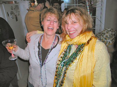 two girls at mardi gras party nude naked, not really