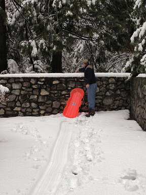 sled ran into wall