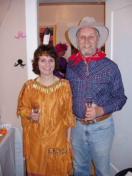 woman indian costume and cowboy