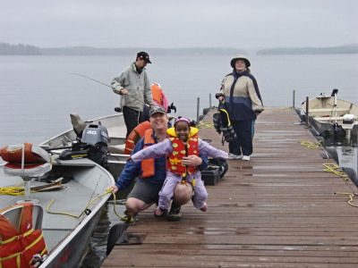 On the dock ready to get in the fishing boats