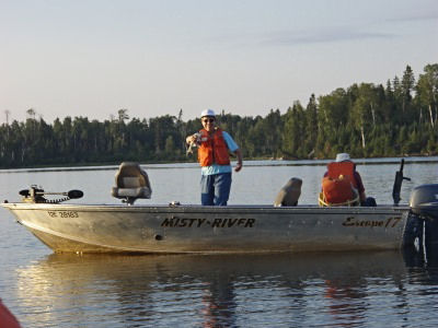 Catching a walleye on the lake